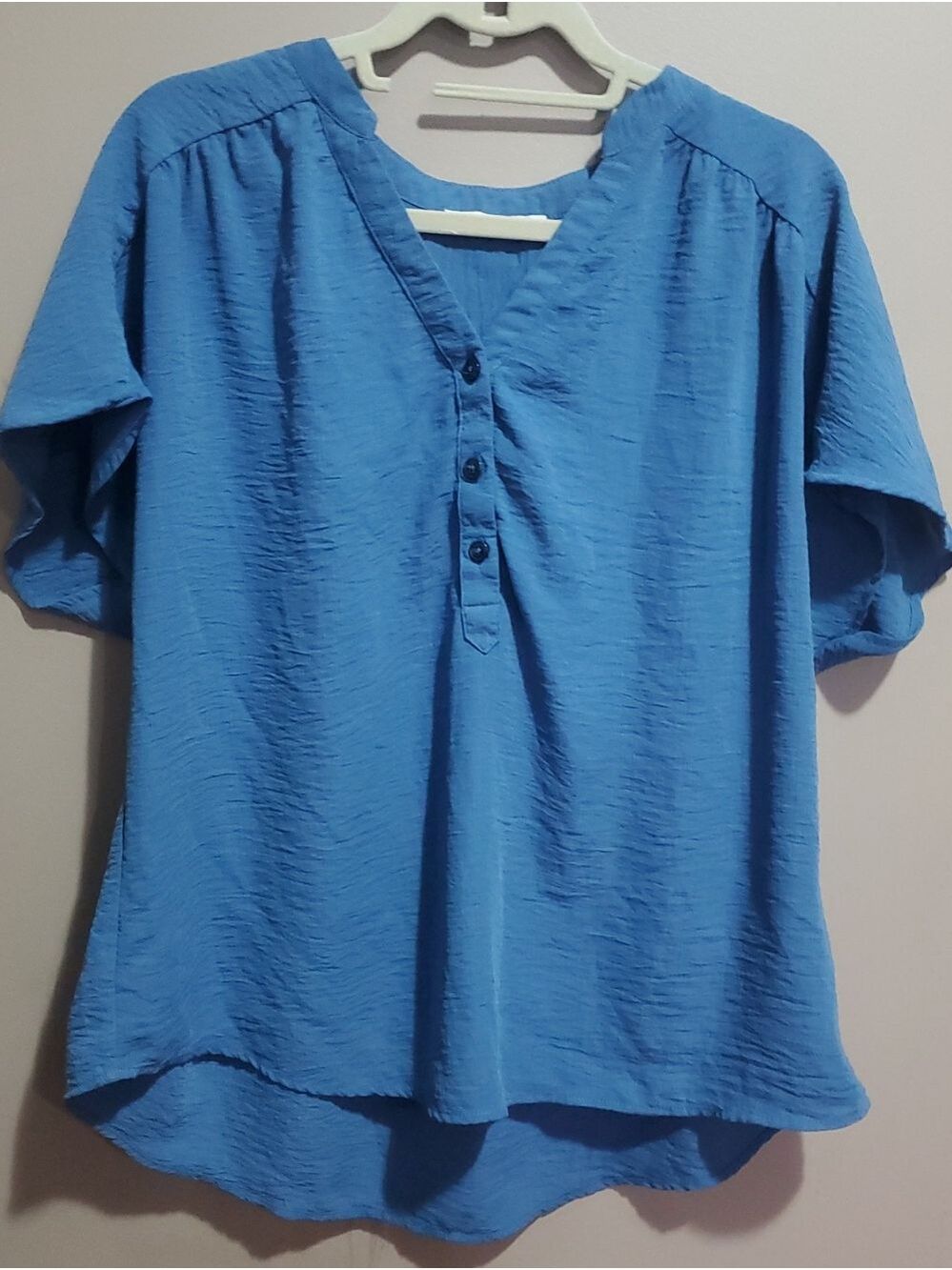 Ricki's Bright Blue V-Neck Button Front Blouse Size XL